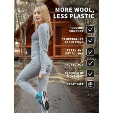 Merino Wool Base Layer Women Pants 100% Merino Wool Leggings Midweight Thermal Underwear Bottoms + Wool Socks (Small, 320 Black)