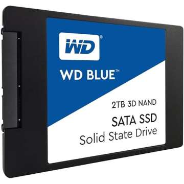 Western Digital 2TB WD Blue 3D NAND Internal PC SSD - SATA III 6 Gb/s, M.2 2280, Up to 560 MB/s - WDS200T2B0B