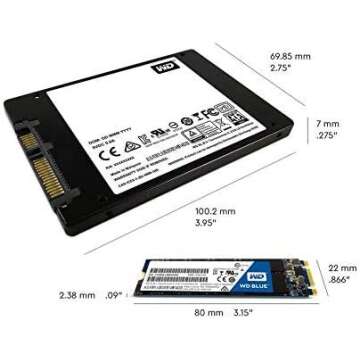 Western Digital 2TB WD Blue 3D NAND Internal PC SSD - SATA III 6 Gb/s, M.2 2280, Up to 560 MB/s - WDS200T2B0B