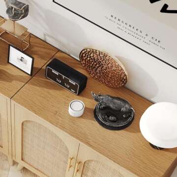 Rovaurx Set of 2 Rattan Storage Cabinet with Doors, Accent Bathroom Floor Cabinet, Modern Sideboard Buffet Cabinet for Living Room, Entryway, Dining Room and Kitchen, Natural BMGZ108M02