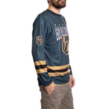 NHL Men's Game Day Long Sleeve Performance Loose Fit Rash Guard (Vegas Golden Knights, Medium)