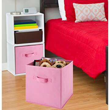 Handy Laundry 6-Pack Foldable Cube Storage Bins – Decorative Collapsible Organizer for Shelves, Cl...
