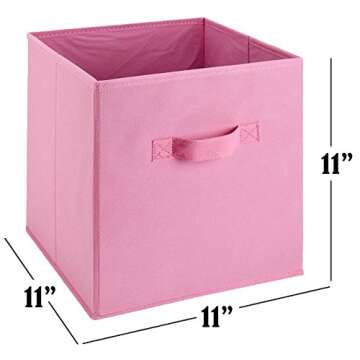 Handy Laundry 6-Pack Foldable Cube Storage Bins – Decorative Collapsible Organizer for Shelves, Closets, Underbed, Clothes, or Kids’ Toys (Pink)