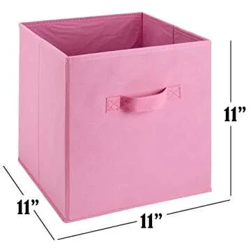 Handy Laundry 6-Pack Foldable Cube Storage Bins – Decorative Collapsible Organizer for Shelves, Closets, Underbed, Clothes, or Kids’ Toys (Pink)