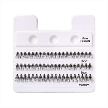 KISS Lash Couture Faux Mink Lash Extensions, Style 'Venus', Exclusive Flat-Band Technology, Short & Medium Length, 60 Individual Lash Clusters, Glue On Lashes