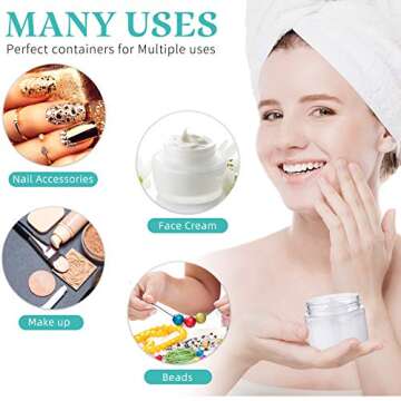 SATINIOR 36 Pieces Plastic Jars with Lids Round Clear Container Leak Proof Airtight Cosmetic Small Empty Jars for Lotions Ointments Travel Toiletries Creams Make up Storage(2 oz,Gold)