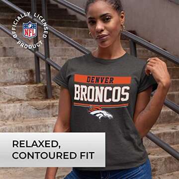 Team Fan Apparel NFL Women's Team Block Charcoal Tagless T-Shirt - Cotton Blend - Rock Game Day with...