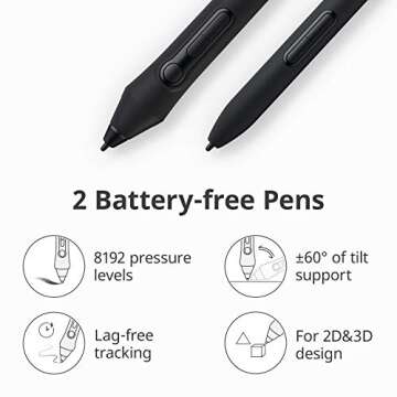 XENCELABS, Graphic Tablet Medium, Wireless Drawing Tablet with 2 Battery-Free Digital Pen, Tilt Support Stylus with 8192 Levels Pen Pressure Sensitivity, 12” Portable Drawing Pad for Win/Mac/Linux