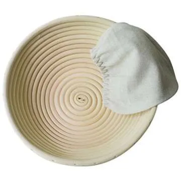 2pcs 7" Banneton Proofing Basket Round Bread Brotform with Liner Eco-Friendly Natural Rattan for Professional & Home Bakers