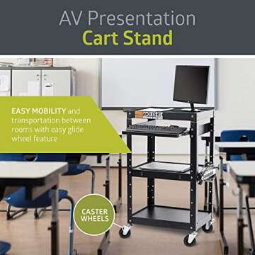 Pearington AV Presentation Cart Stand for Video Projector, TV, Laptop Computers, Printers, Metal Con...