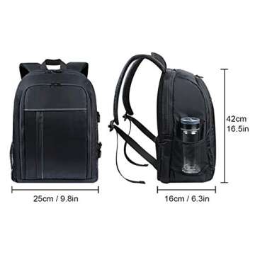 Estarer SLR/DSLR Camera Backpack Waterproof for Nikon Canon Sony Digital Lens GoPro Accessories DJI Mavic Drone 15.6" 15”Laptop w/Rain Cover Photographyer Camera Bag