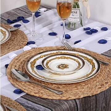 WENFOME 4 Pieces Round Woven Placemats - Eco-Friendly Rustic Table Decor