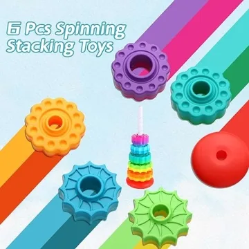 LMTNNB Rainbow Rotating Tower for Kids 1-3