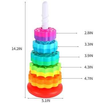 LMTNNB Rainbow Rotating Tower for Kids 1-3