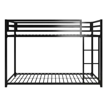 DHP Miles Low Metal Bunk Bed for Kids with Ladder and Guardrails