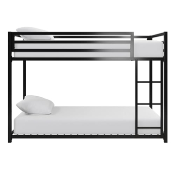 DHP Miles Low Metal Bunk Bed for Kids with Ladder and Guardrails