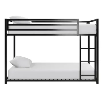 DHP Miles Low Metal Bunk Bed for Kids with Ladder and Guardrails