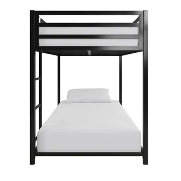 DHP Miles Low Metal Bunk Bed for Kids with Ladder and Guardrails