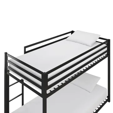 DHP Miles Low Metal Bunk Bed for Kids with Ladder and Guardrails