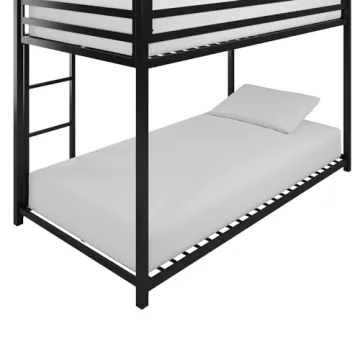 DHP Miles Low Metal Bunk Bed for Kids with Ladder and Guardrails