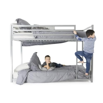 DHP Miles Low Metal Bunk Bed for Kids with Ladder and Guardrails