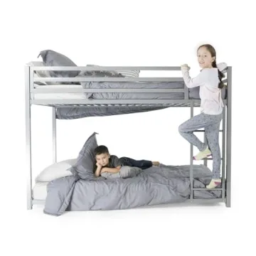 DHP Miles Low Metal Bunk Bed for Kids with Ladder and Guardrails