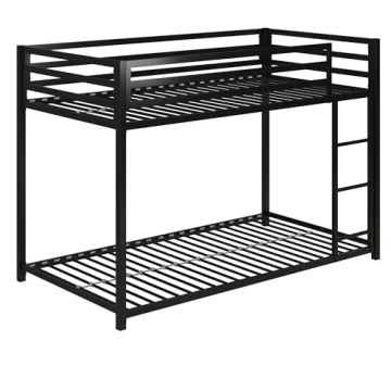 DHP Miles Low Metal Bunk Bed for Kids with Ladder and Guardrails