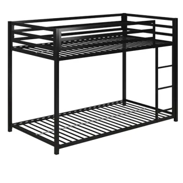 DHP Miles Low Metal Bunk Bed for Kids with Ladder and Guardrails