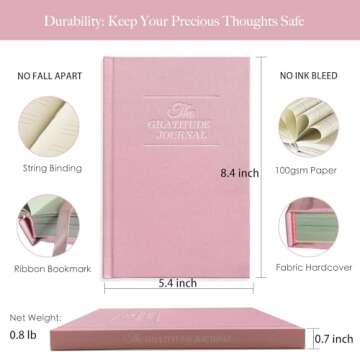 ipoul Pink Gratitude Journal, 5 Minute Journal for Women, Daily Guided Journal with Prompts, Woman's...
