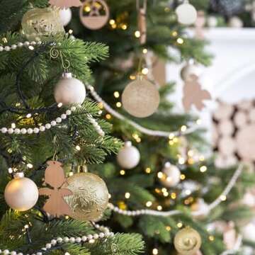 KI Store Champagne Christmas Balls 34pcs 2.36-Inch Christmas Tree Decoration Ornaments for Xmas Tree Holiday Wreath Garland Decor Ornaments Hooks Included