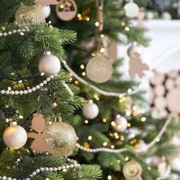 KI Store Champagne Christmas Balls 34pcs 2.36-Inch Christmas Tree Decoration Ornaments for Xmas Tree Holiday Wreath Garland Decor Ornaments Hooks Included