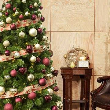 KI Store Champagne Christmas Balls 34pcs 2.36-Inch Christmas Tree Decoration Ornaments for Xmas Tree Holiday Wreath Garland Decor Ornaments Hooks Included