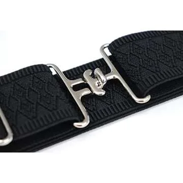Heads Up Apparel 2 inch Equestrian Elastic Belt with snaffle bit, circle or surcingle buckle. (Surcingle Buckle, Black Pattern)