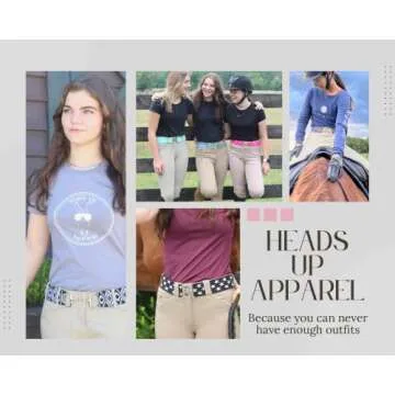 Heads Up Apparel 2 inch Equestrian Elastic Belt with snaffle bit, circle or surcingle buckle. (Surcingle Buckle, Black Pattern)
