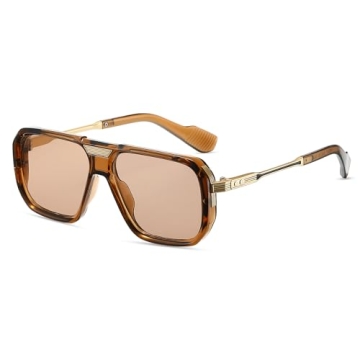 TruFabV Vintage Retro Rectangle Sunglasses for Unisex - 70s Chunky Square Frame