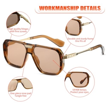 TruFabV Retro Rectangle Sunglasses - 70s Style Unisex