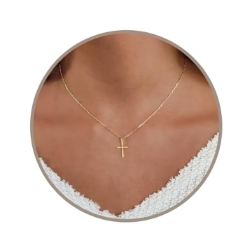 Sterling Silver Cross Necklace for Women - Gold