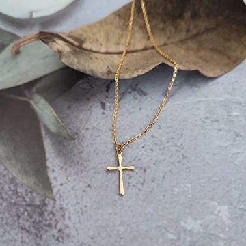 Sterling Silver Cross Necklace for Women - Gold