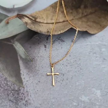 Sterling Silver Cross Necklace for Women - Gold