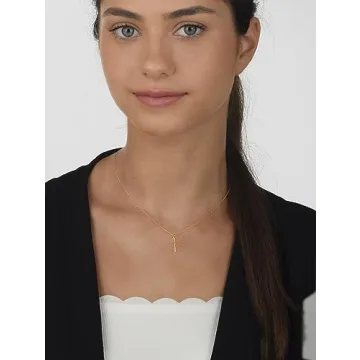 Sterling Silver Cross Necklace for Women - Gold