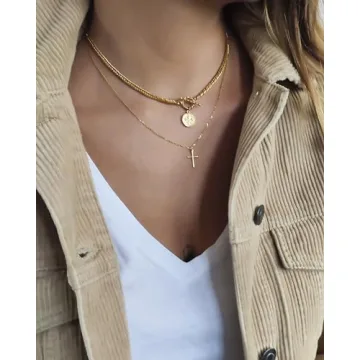 Sterling Silver Cross Necklace for Women - Gold