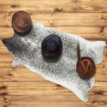 Rtizon Faux Cowhide Rug for Living Room, 2.3 x 3.6 Feet Grey, Cow Print Skins Rug for Bedroom, Premi...