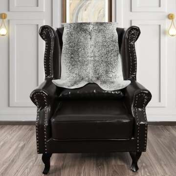 Rtizon Faux Cowhide Rug for Living Room, 2.3 x 3.6 Feet Grey, Cow Print Skins Rug for Bedroom, Premium Faux Fur Animal Cow Hide Rugs Carpet for Western Decor