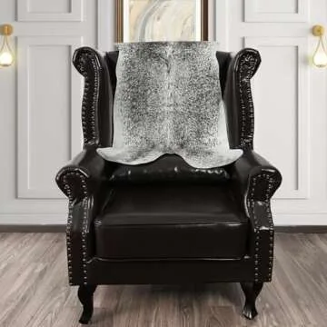 Rtizon Faux Cowhide Rug for Living Room, 2.3 x 3.6 Feet Grey, Cow Print Skins Rug for Bedroom, Premium Faux Fur Animal Cow Hide Rugs Carpet for Western Decor