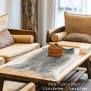 Rtizon Faux Cowhide Rug for Living Room, 2.3 x 3.6 Feet Grey, Cow Print Skins Rug for Bedroom, Premium Faux Fur Animal Cow Hide Rugs Carpet for Western Decor