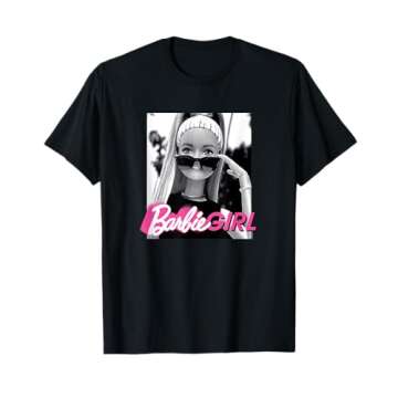 Barbie Girl Classic Fit T-Shirt - Black Cotton & Polyester Blend, Short Sleeve, Casual Style