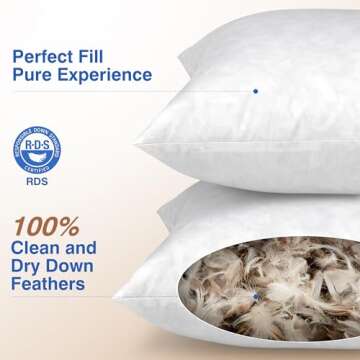 zibroges 20x20 Euro Pillow Inserts Set of 2 - Down Feather Throw Pillows Cushions for Couch, Bed, an...