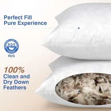 zibroges 20x20 Euro Pillow Inserts Set of 2 - Down Feather Throw Pillows Cushions for Couch, Bed, an...