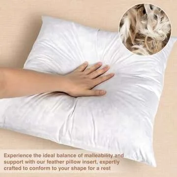 zibroges 20x20 Euro Pillow Inserts Set of 2 - Down Feather Throw Pillows Cushions for Couch, Bed, and Home Decor, Cotton Cover European Pillows Firm and Support, White