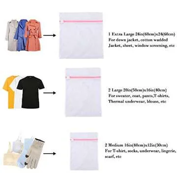 LEARJA Delicates Laundry Bags, Mesh Laundry Bag, Washing Machine Bag for Underwear, Lingerie, Bra, Pantyhose, Sock, Shoe, Travel Storage Organize Bags(5 Pack)